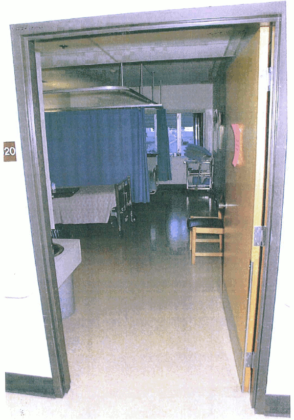 Photograph of Mr. Lasser's hospital room in the Royal Inland Hospital.