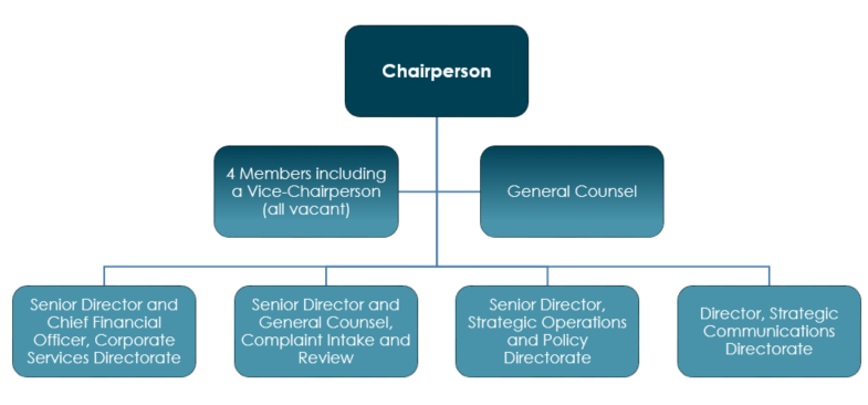 Organizational chart depicting the Commission's structure